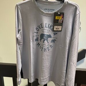 NWT Life Is Good Light Blue Women's T-Shirt ”Love Like A Mother”  #118